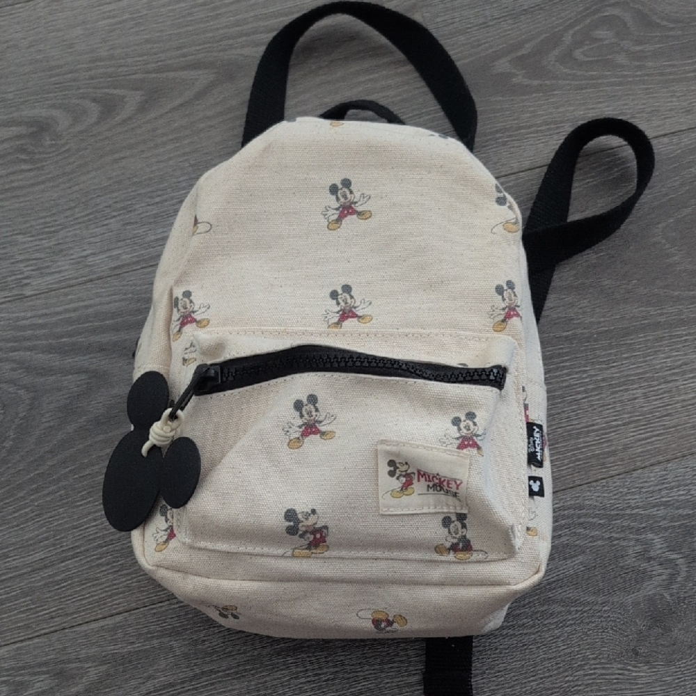 Zara Cream and Black Mini Backpack with Mickey Mouse Design